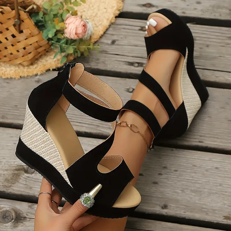 Women’s Espadrille Wedge Sandals with Cross Straps
