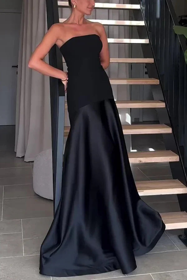 Women’s  Two-Tone Strapless Flare Maxi Gown