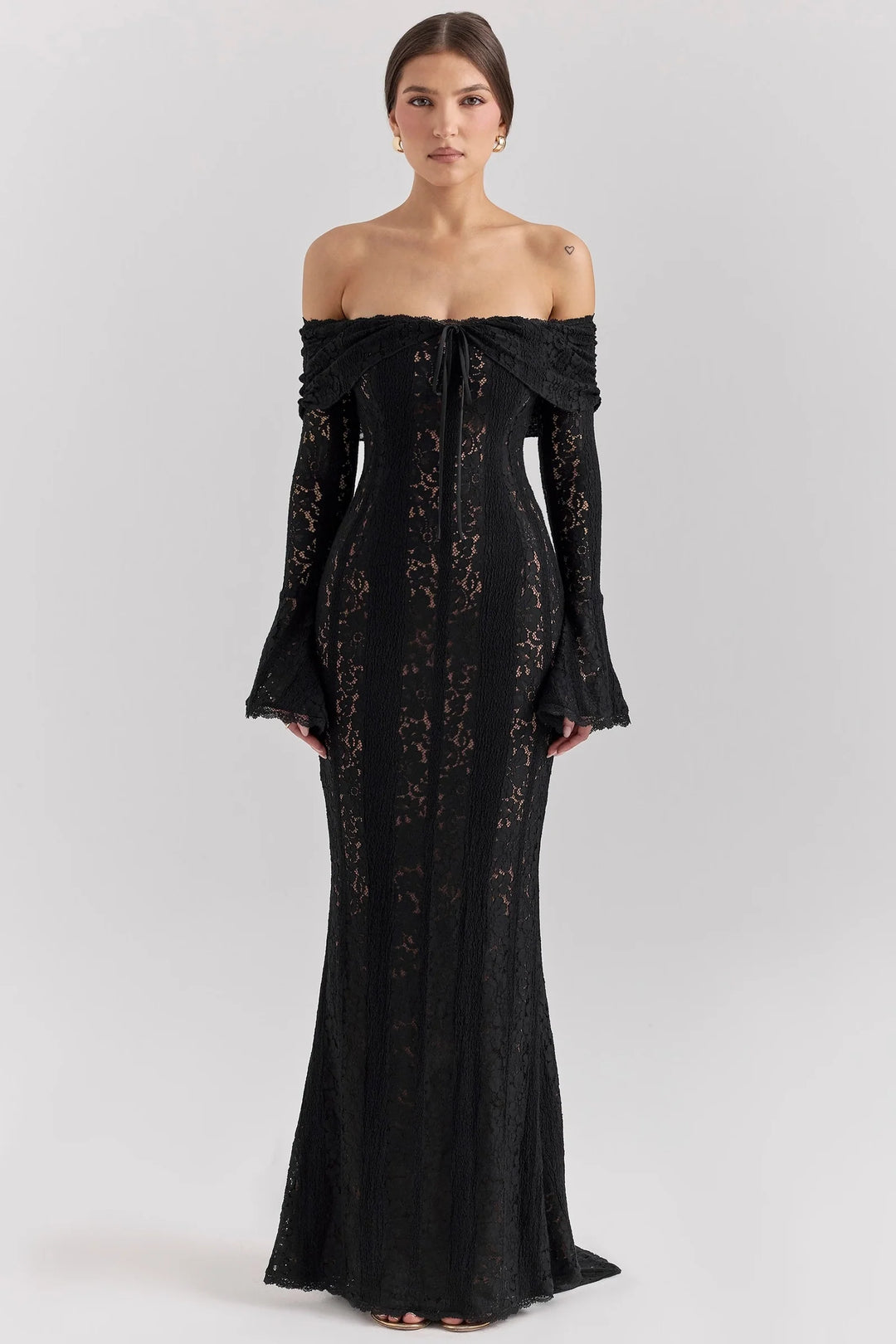 Women’s Off-Shoulder Lace Evening Maxi Dress