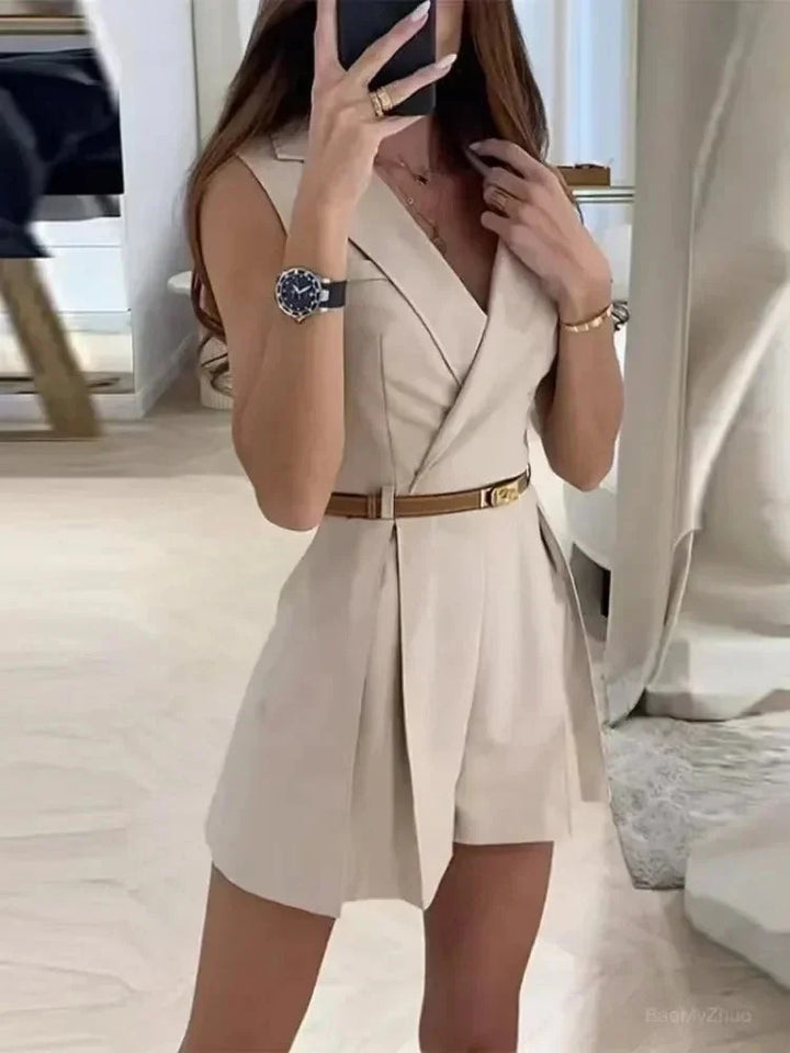Women’s V-Neck Summer Romper with Belt