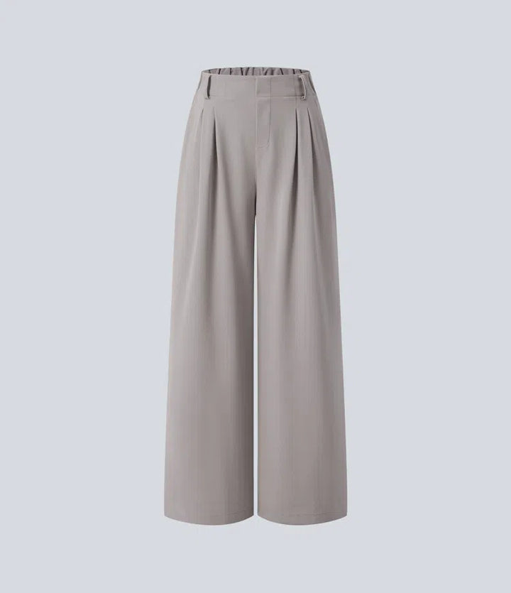 Women’s Pleated High-Rise Waist Trousers with Wide Legs