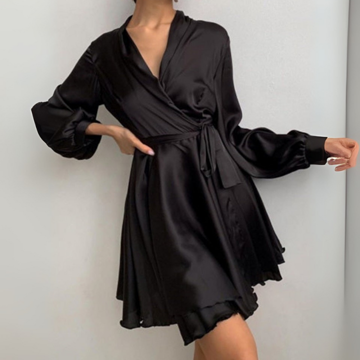 Women’s Mini Wrap Dress with Long Sleeves