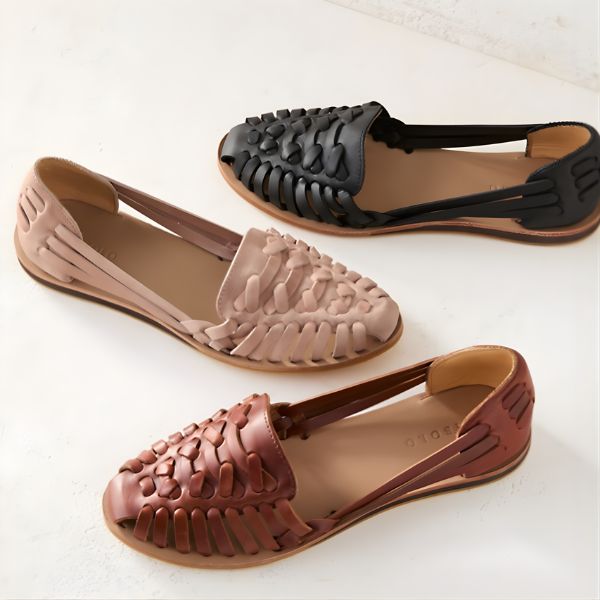 Women’s Woven Sandals with Open Sides and Low Sole