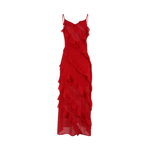 Women’s Ruffle Maxi Dress with Spaghetti Straps