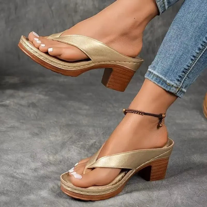 Women’s Block Heel Sandals with Cross-Strap