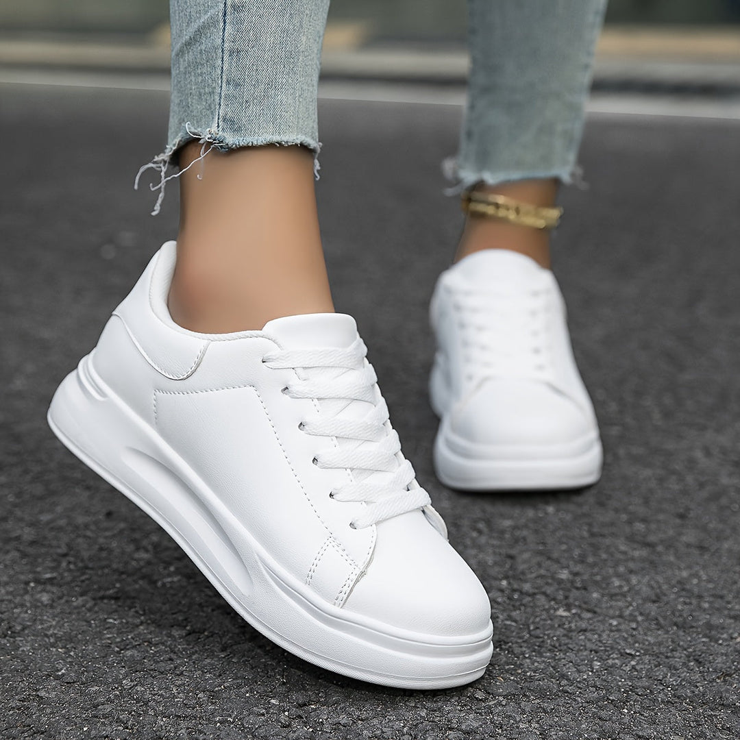 Women’s White Lace-Up Sneakers