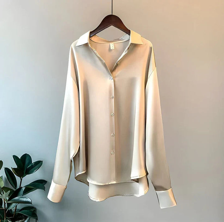 Long-Sleeve Button-Front Blouse For Women