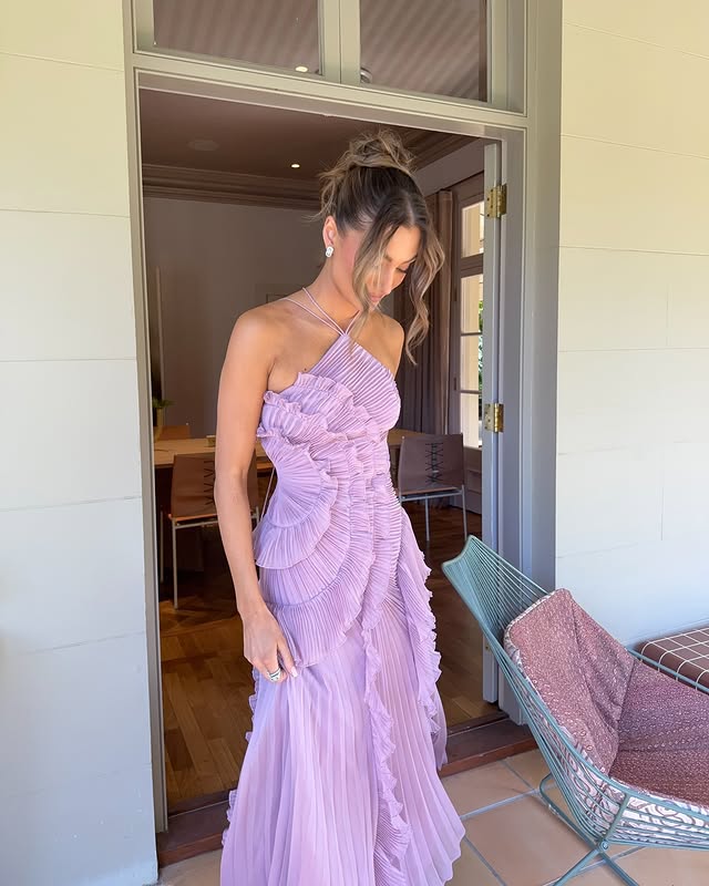 Women’s Asymmetric A-Line Halter Gown