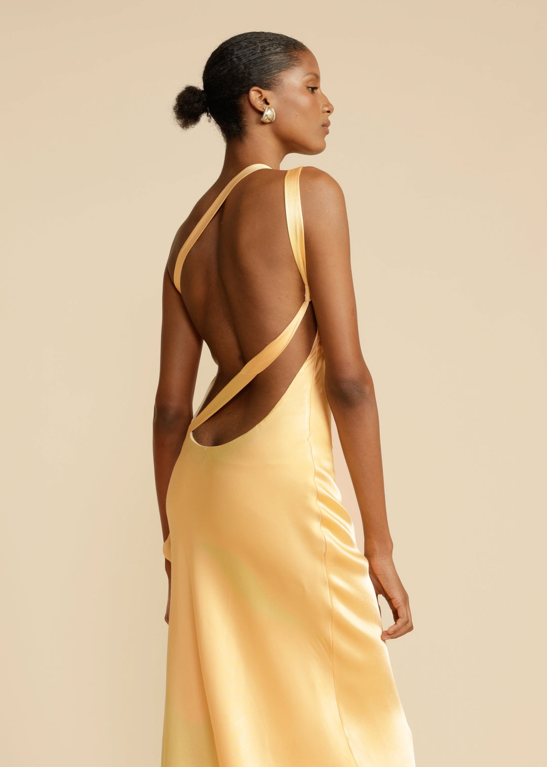 Women’s Asymmetric One-Shoulder Satin Maxi Gown with Open Back