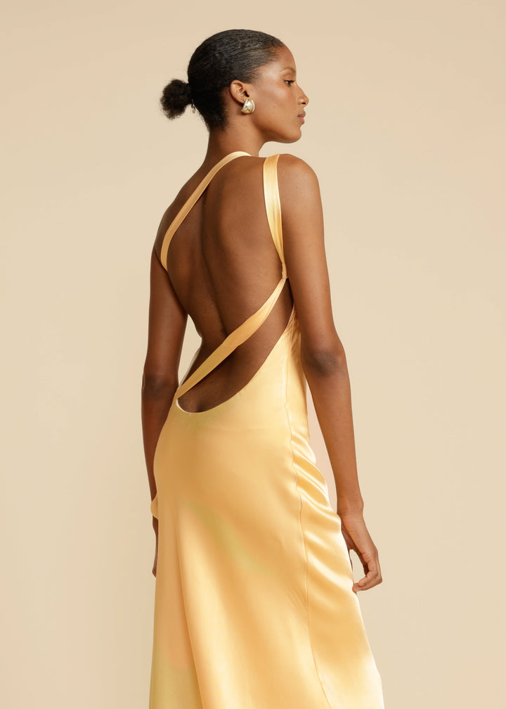 Women’s Asymmetric One-Shoulder Satin Maxi Gown with Open Back