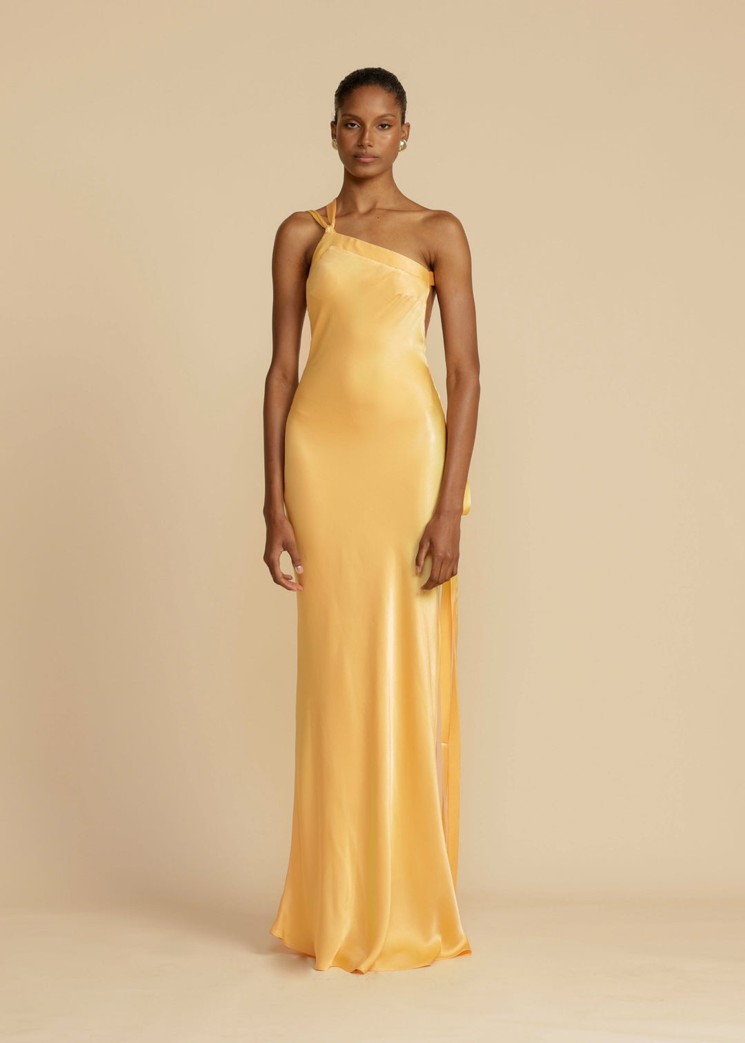 Women’s Asymmetric One-Shoulder Satin Maxi Gown with Open Back