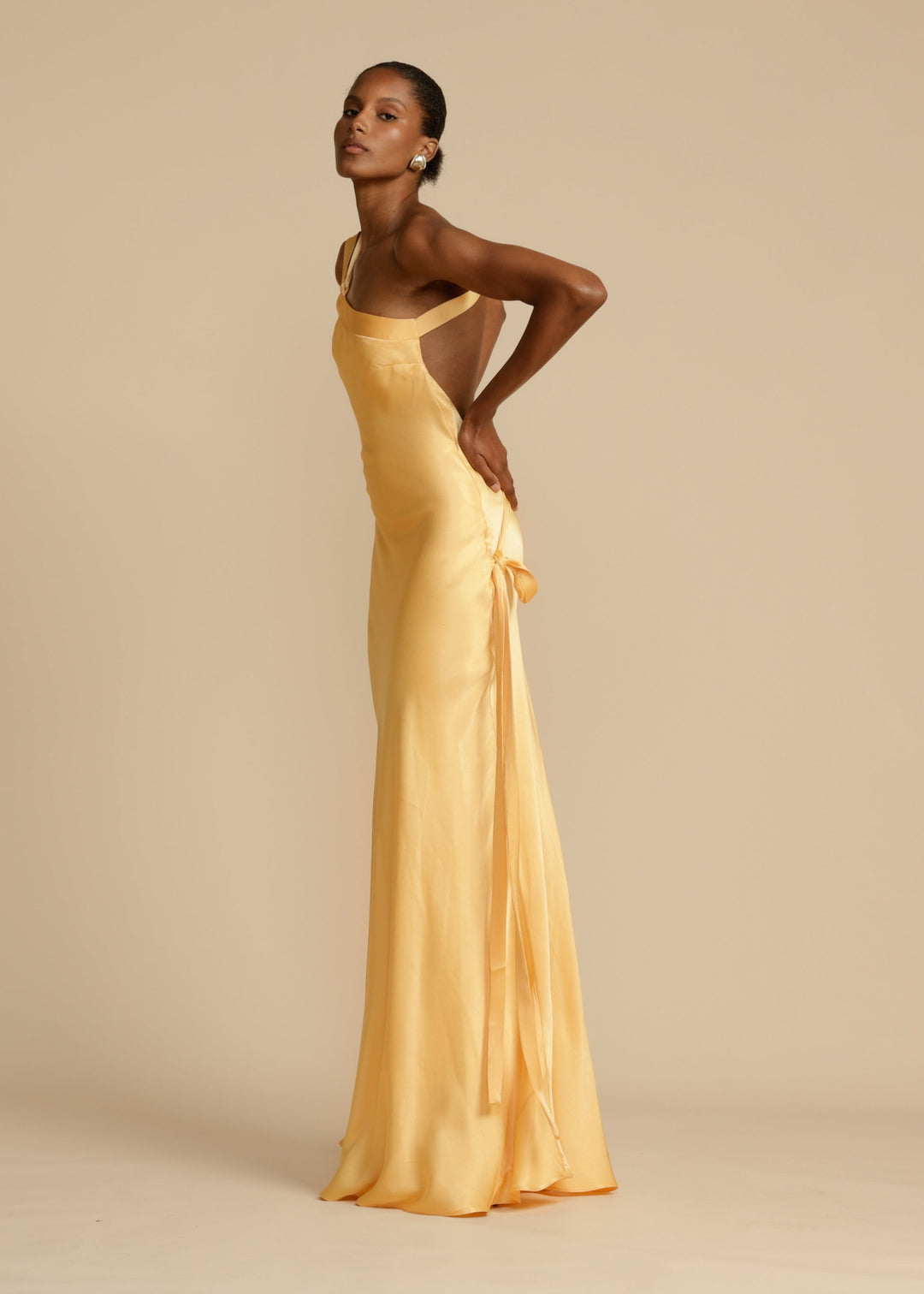 Women’s Asymmetric One-Shoulder Satin Maxi Gown with Open Back