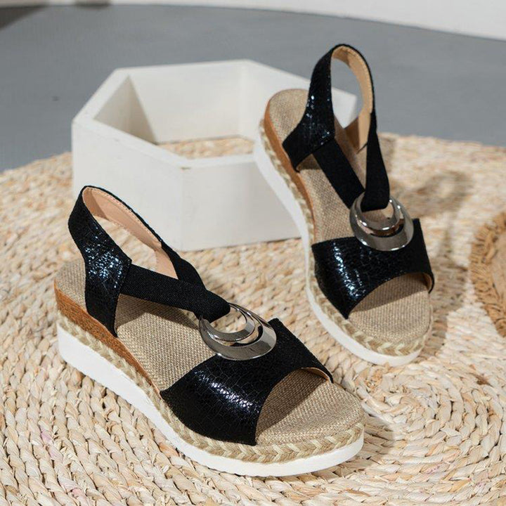 Women’s Open-Toe Wedge Espadrille Sandals with Crossover Straps