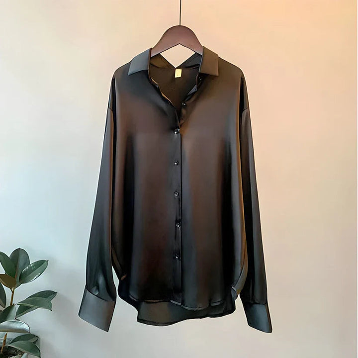 Long-Sleeve Button-Front Blouse For Women