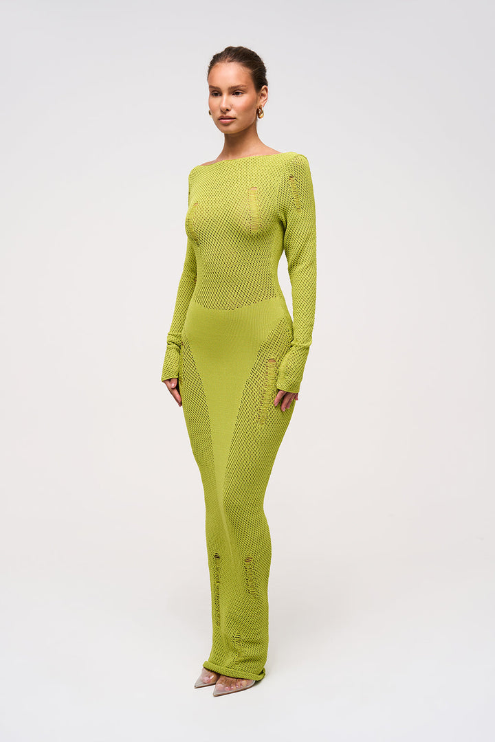 Women’s Reversible Crochet Knit Maxi Dress