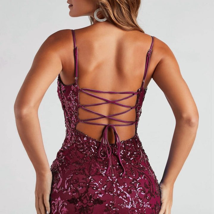 Women’s Sequin Mini Dress with Lace-Up Back