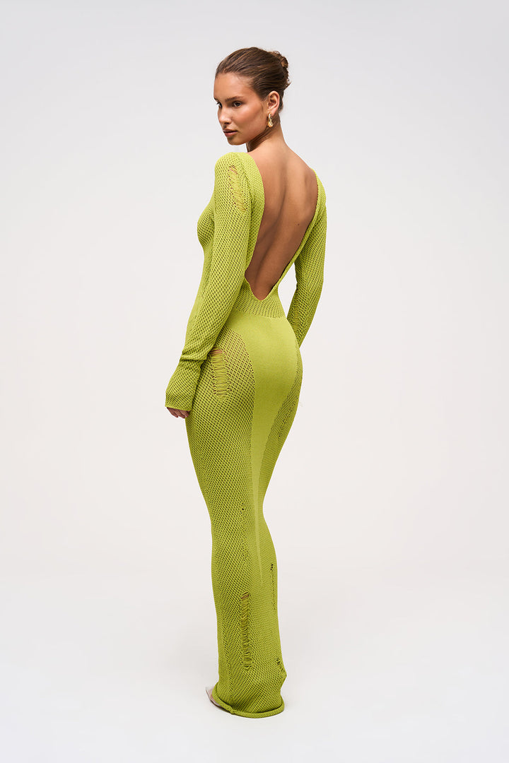 Women’s Reversible Crochet Knit Maxi Dress