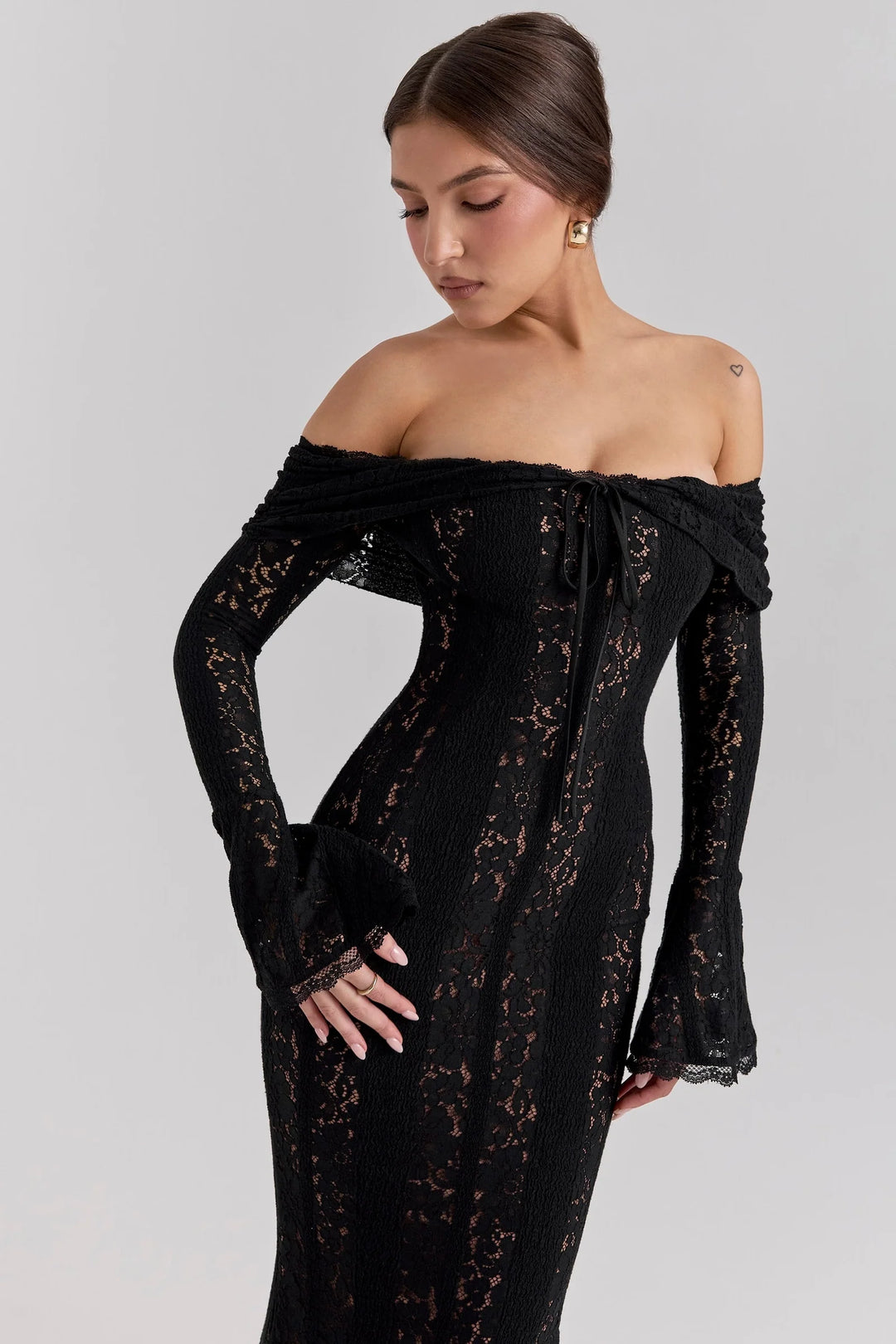 Women’s Off-Shoulder Lace Evening Maxi Dress