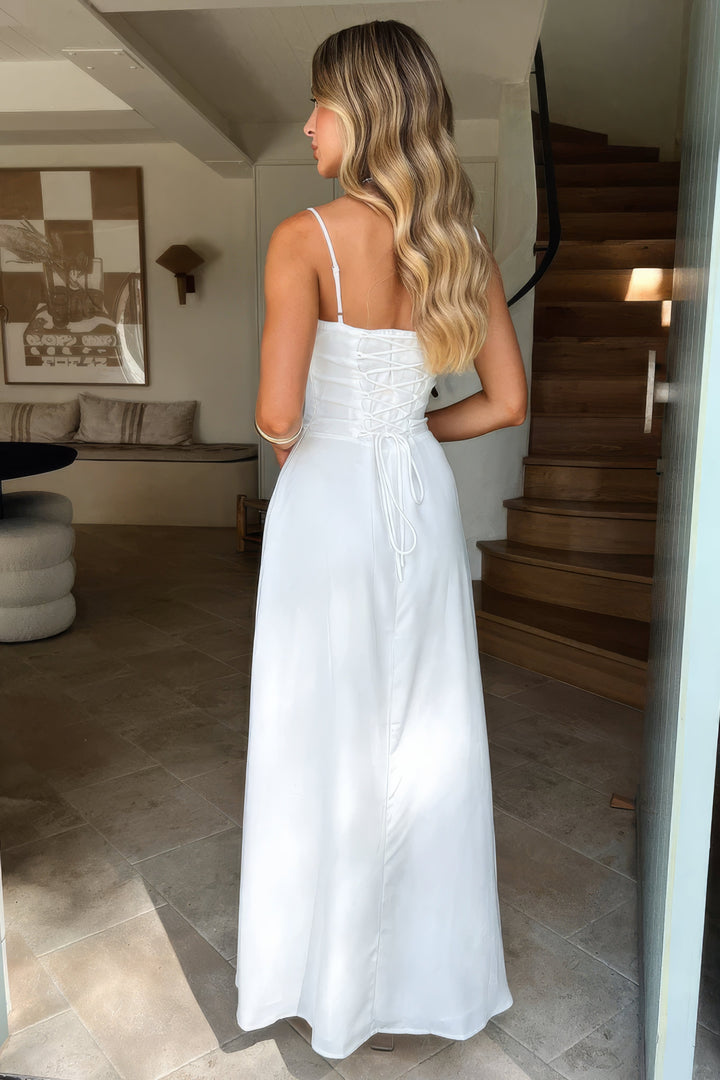 Women’s Tie-Front Maxi Corset Dress with Spaghetti Straps