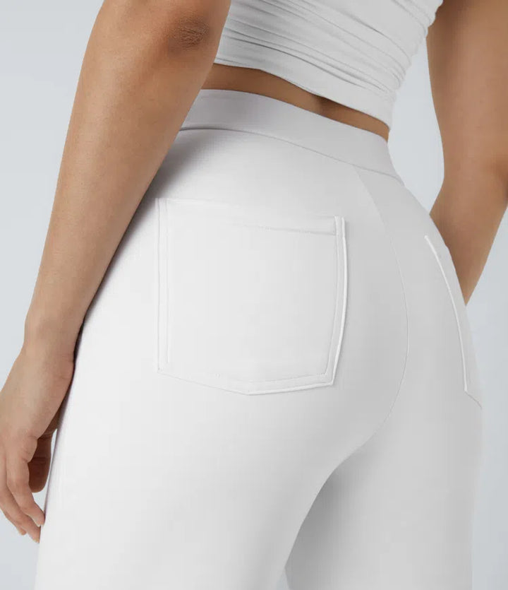 Women’s Straight Leg Pants with High-Rise and Pockets