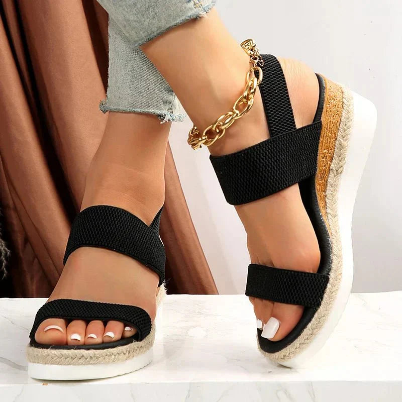 Women’s Platform Sandals with Wide Elastic Straps