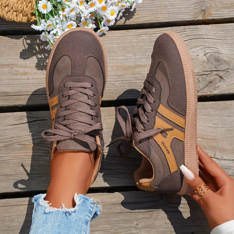 Women’s Low-Top Lace-Up Sneakers with Grip Sole