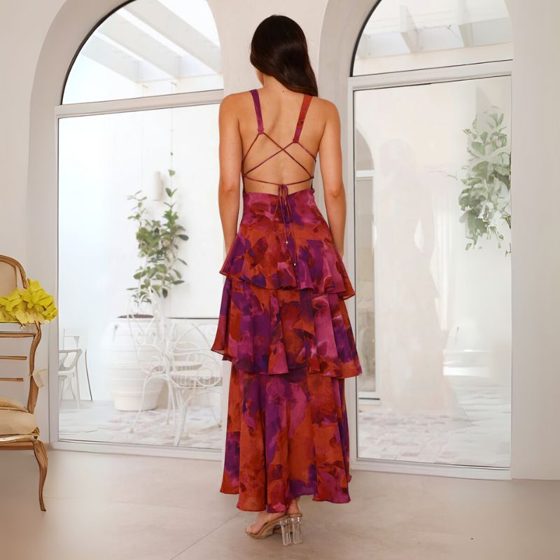 Women’s Tiered V-Neck Maxi Dress