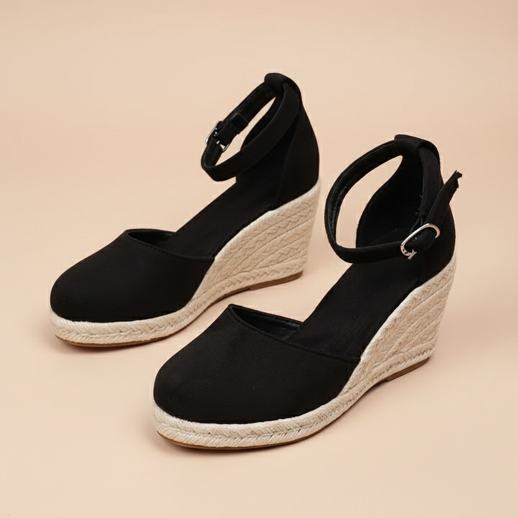 Women’s Closed Toe Espadrille Wedges with Ankle Strap
