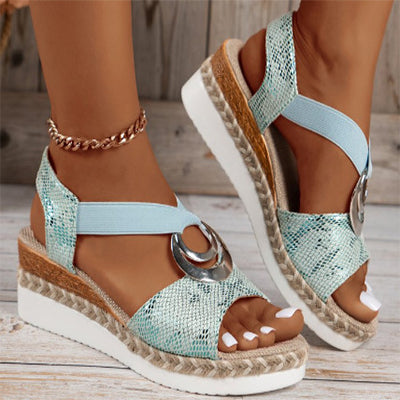 Women’s Open-Toe Wedge Espadrille Sandals with Crossover Straps