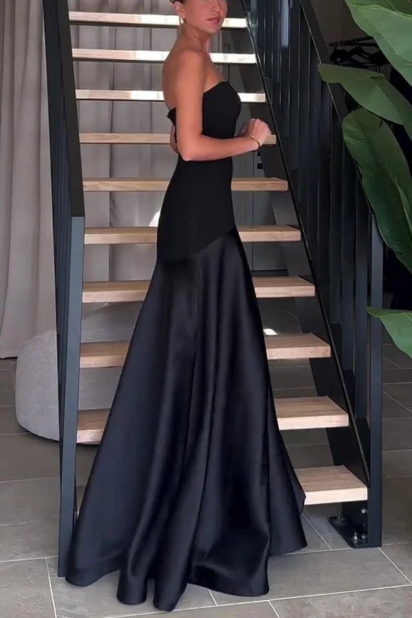 Women’s  Two-Tone Strapless Flare Maxi Gown