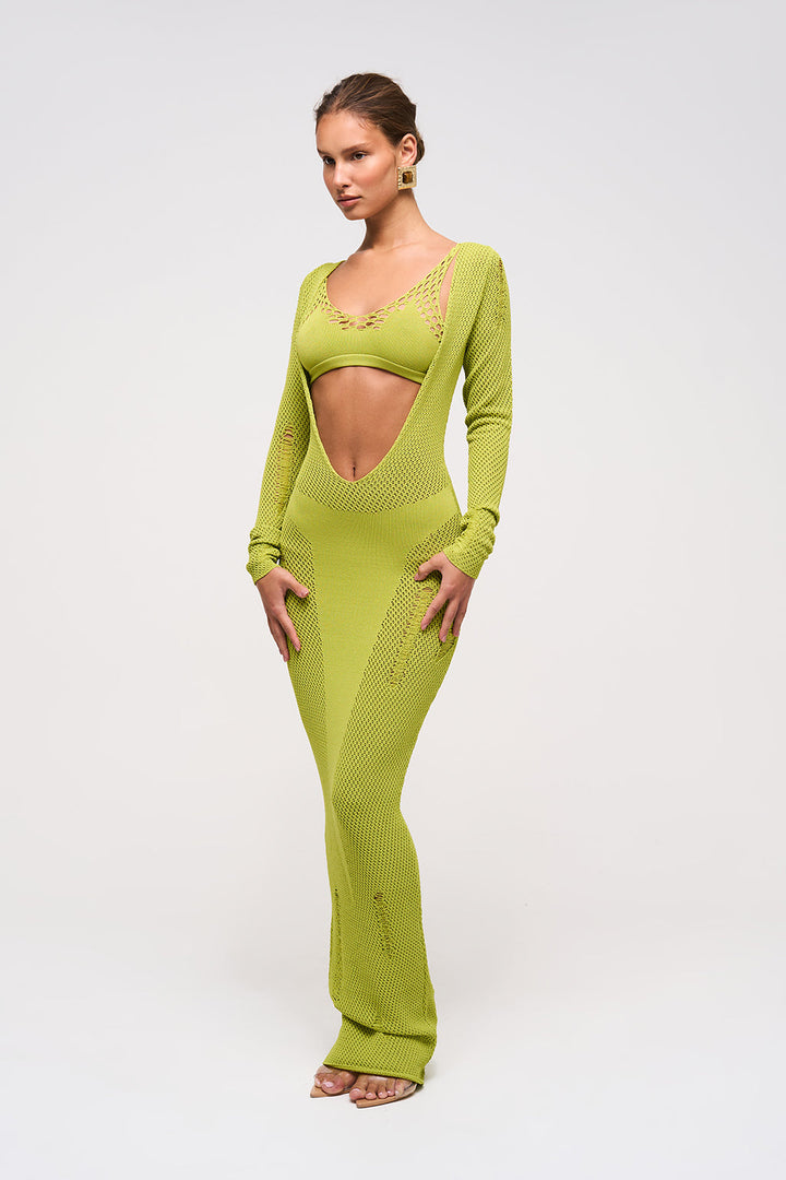 Women’s Reversible Crochet Knit Maxi Dress
