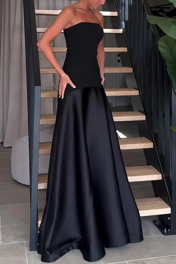 Women’s  Two-Tone Strapless Flare Maxi Gown