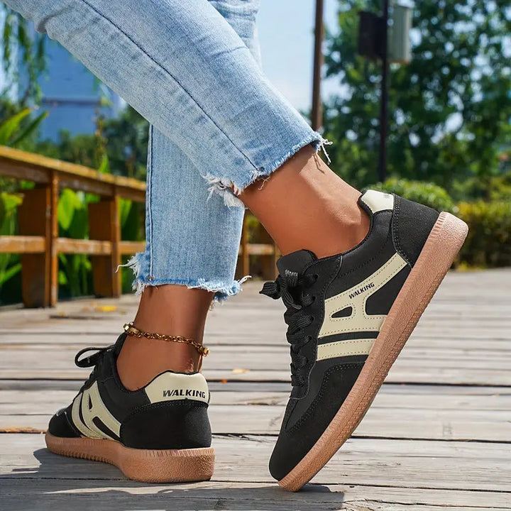 Women’s Low-Top Lace-Up Sneakers with Grip Sole
