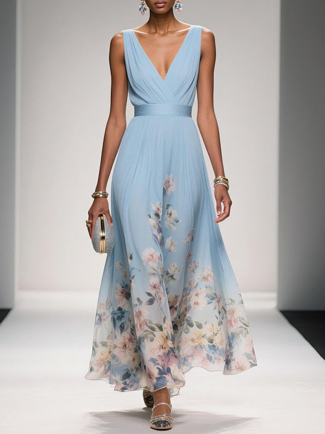 Women's Floral Print Wedding Guest Dress