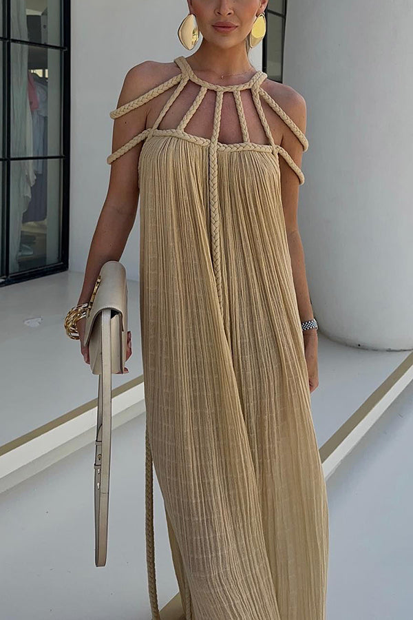 Women’s Braided Cage Neck Evening Dress Maxi