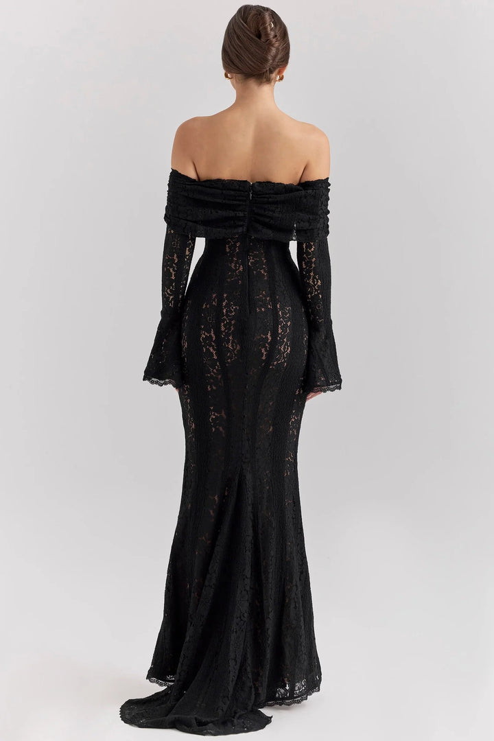 Women’s Off-Shoulder Lace Evening Maxi Dress