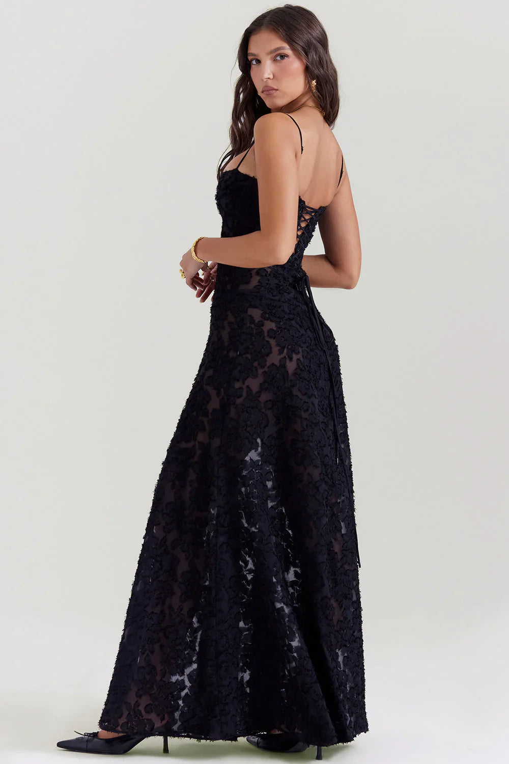 Women’s Corset Maxi Dress with Spaghetti Straps