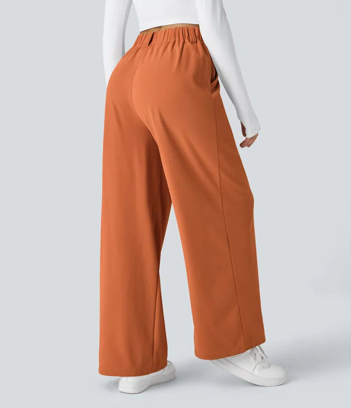Women’s Pleated High-Rise Waist Trousers with Wide Legs