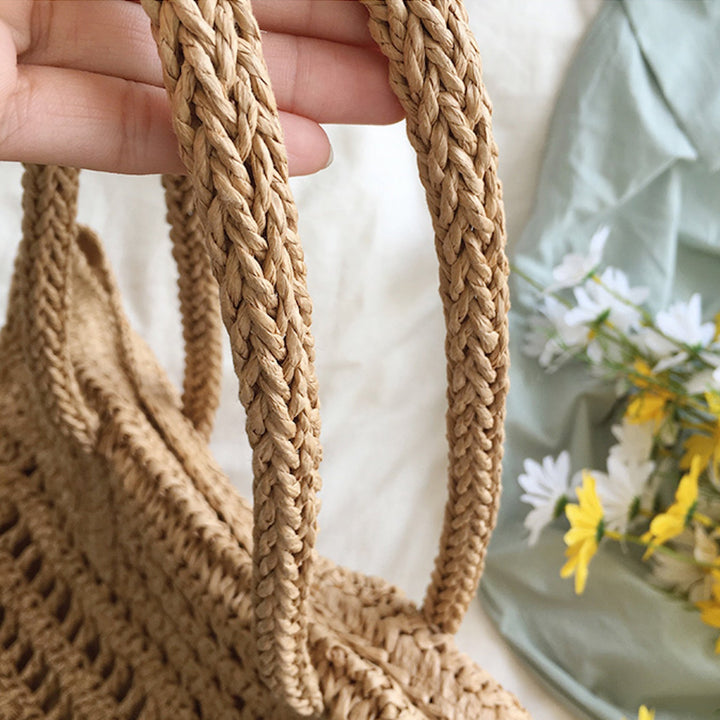 Women’s Woven Beach Tote Bag with Zip Closure
