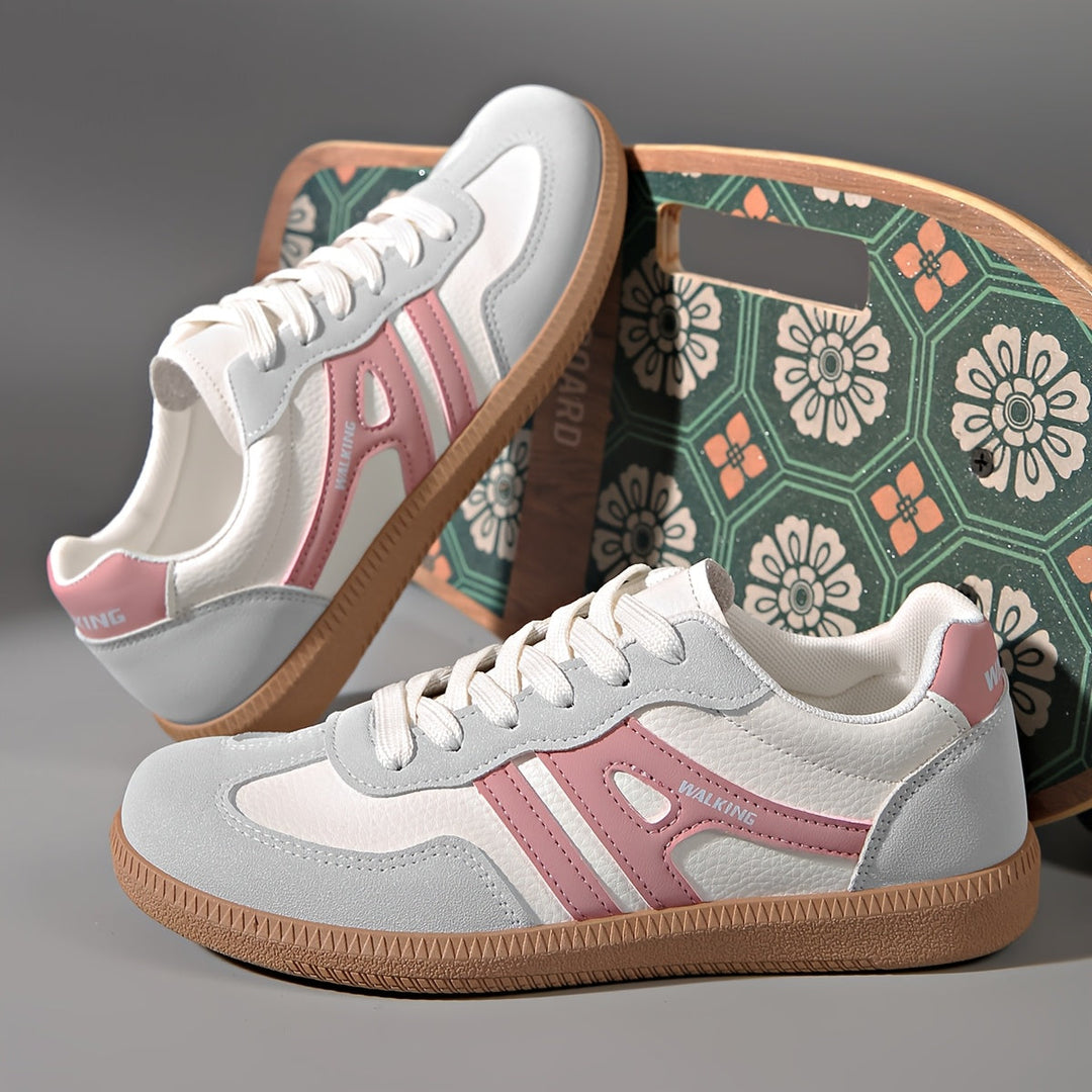 Women’s Low-Top Lace-Up Sneakers with Grip Sole