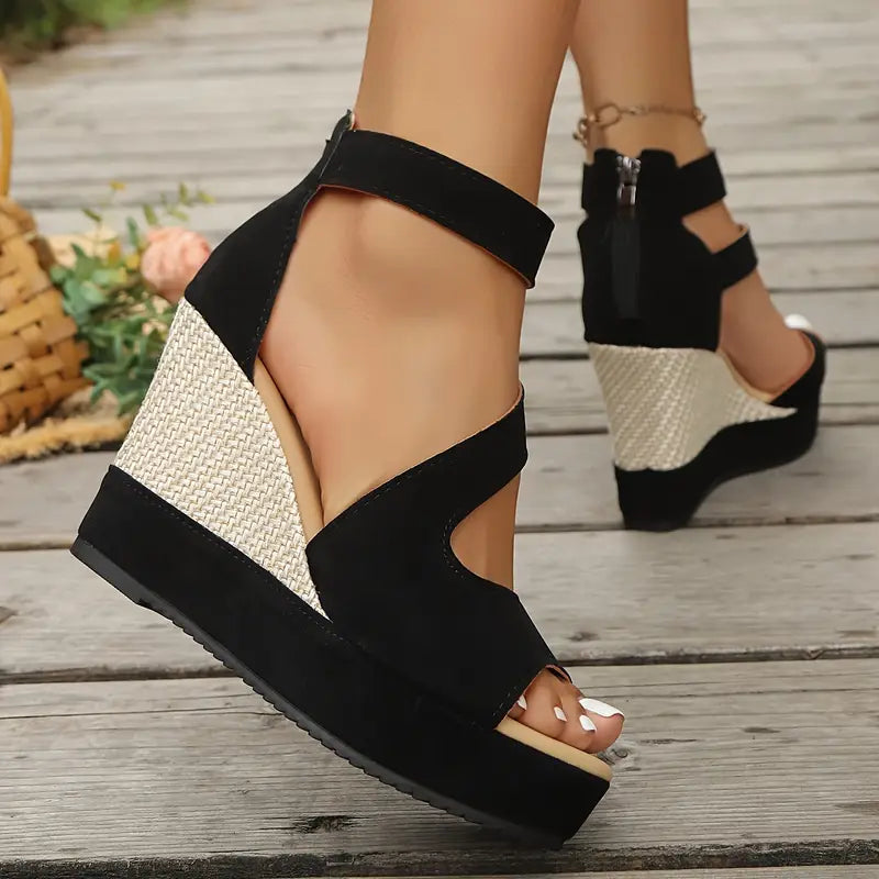 Women’s Espadrille Wedge Sandals with Cross Straps