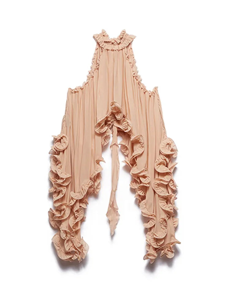 Women’s High Neck Top and Ruffle Mini Skirt Set
