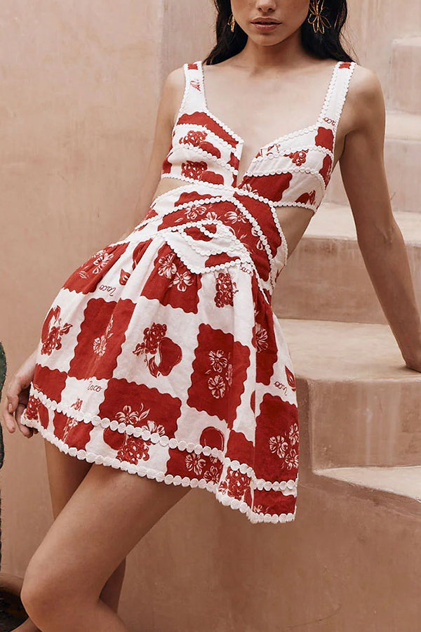 Women’s V-neck Mini Dress with Ric Rac Trim