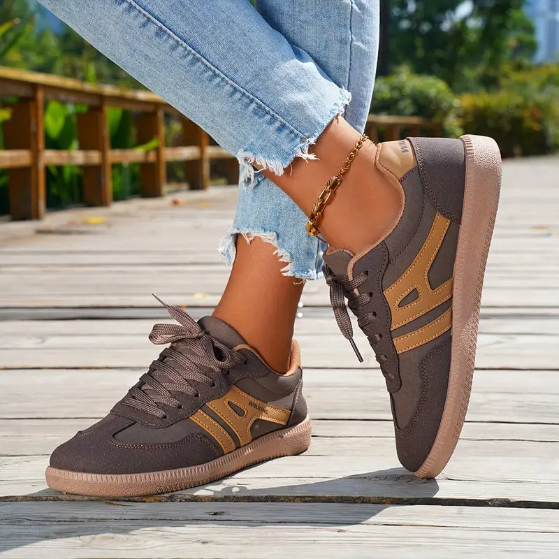 Women’s Low-Top Lace-Up Sneakers with Grip Sole
