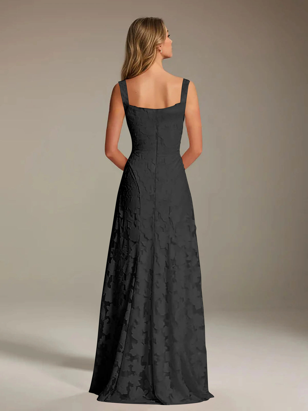 Women’s Floral Lace A-Line Maxi Wedding Guest Dress with Square Neck