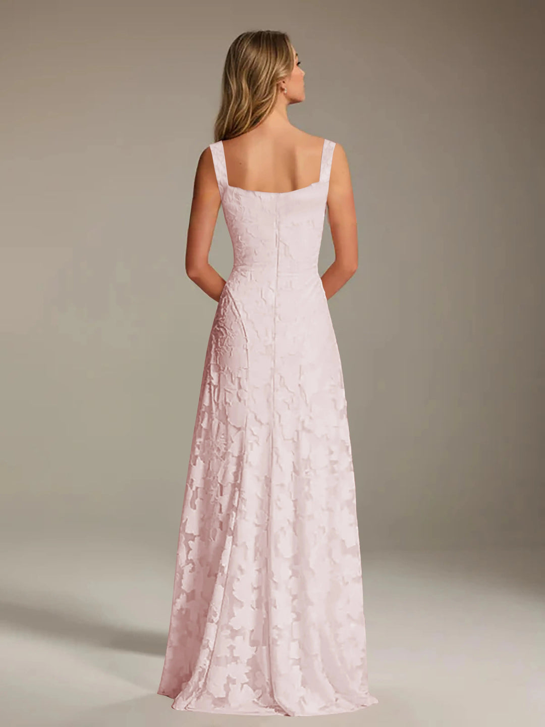 Women’s Floral Lace A-Line Maxi Wedding Guest Dress with Square Neck