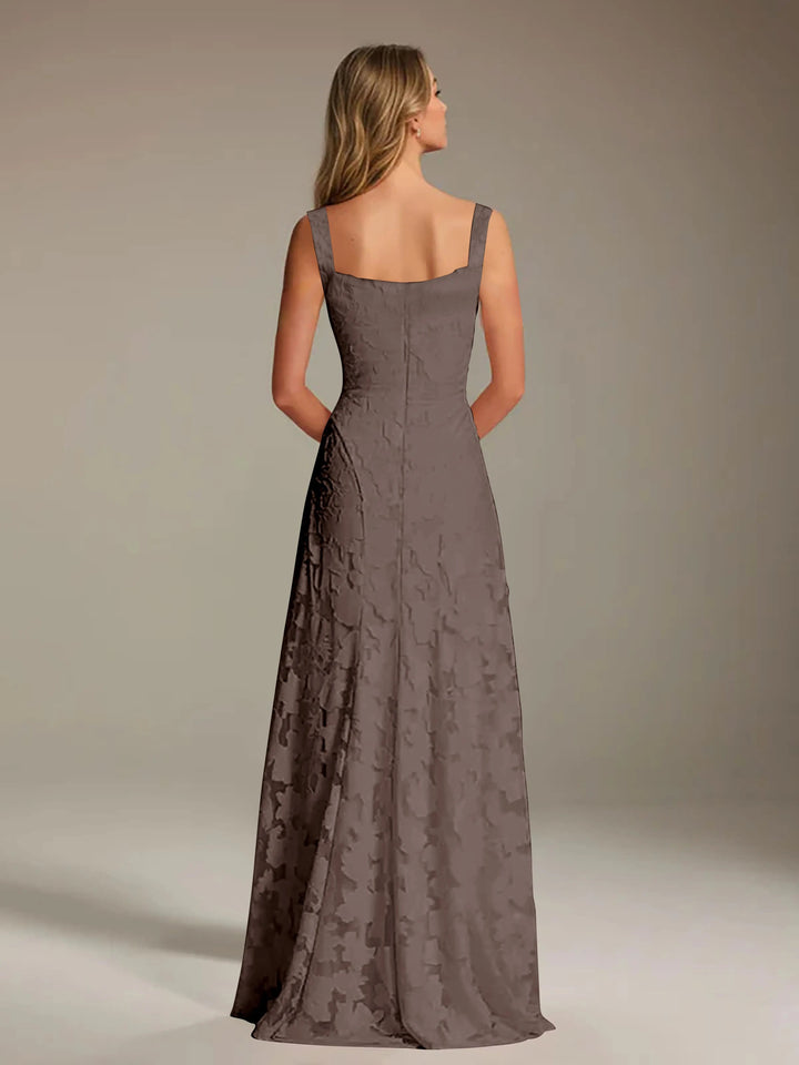 Women’s Floral Lace A-Line Maxi Wedding Guest Dress with Square Neck