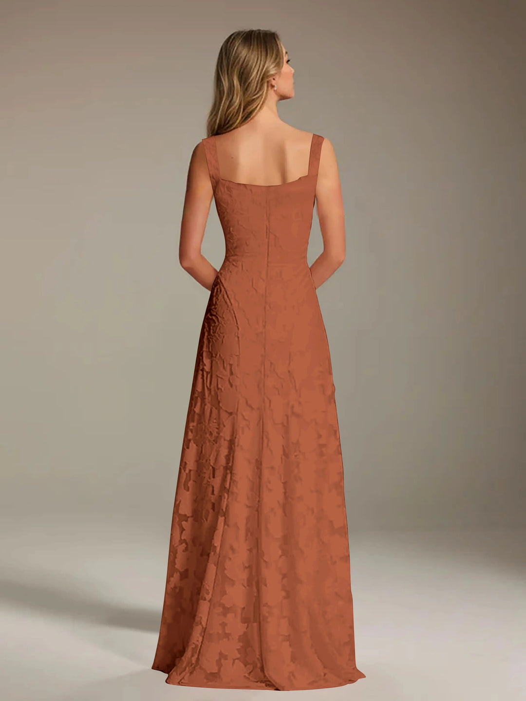 Women’s Floral Lace A-Line Maxi Wedding Guest Dress with Square Neck