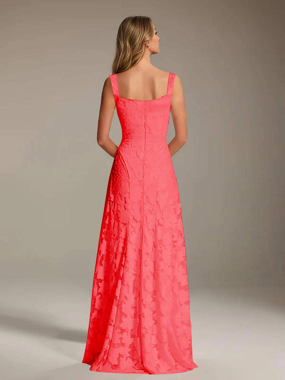 Women’s Floral Lace A-Line Maxi Wedding Guest Dress with Square Neck