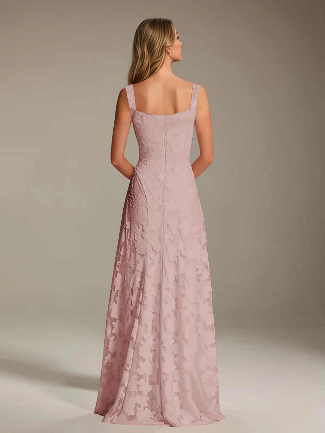 Women’s Floral Lace A-Line Maxi Wedding Guest Dress with Square Neck